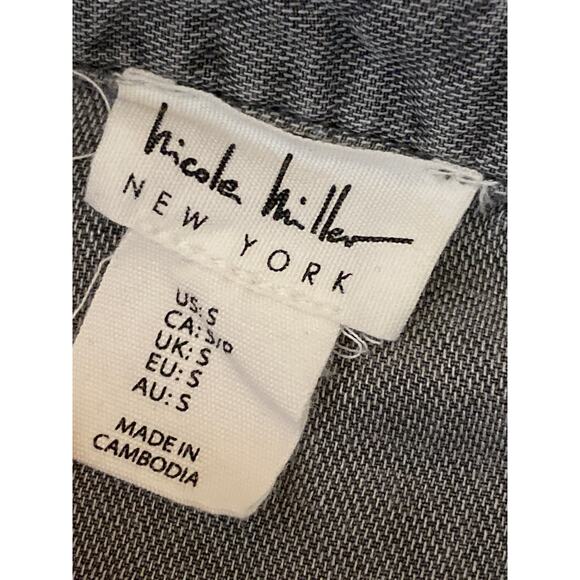 Nicole Miller Women's Gray Short Sleeve Collar Button Up Tie Jumpsuit Romper S - Picture 4 of 4